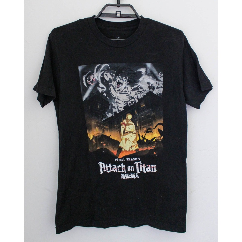Attack on Titan Graphic T-Shirt Medium Black Final Season Ripple Junction Anime
